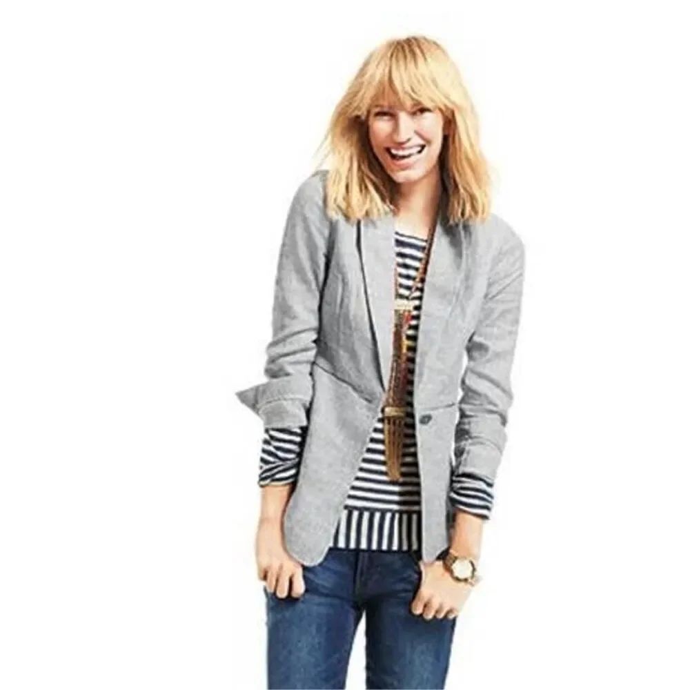 ✨CAbi Beachwalk Linen Blend Blue Sz 6 Blazer✨